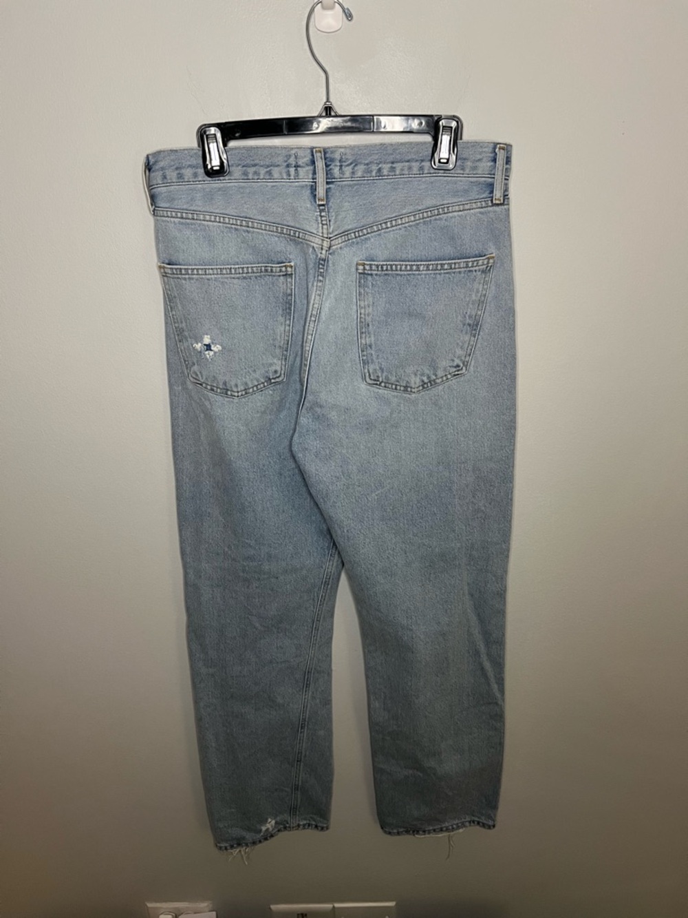 Agolde 90´s Light Wash Straight-Leg woman’s Jeans with Distressed Knees size 28 - Picture 4 of 10